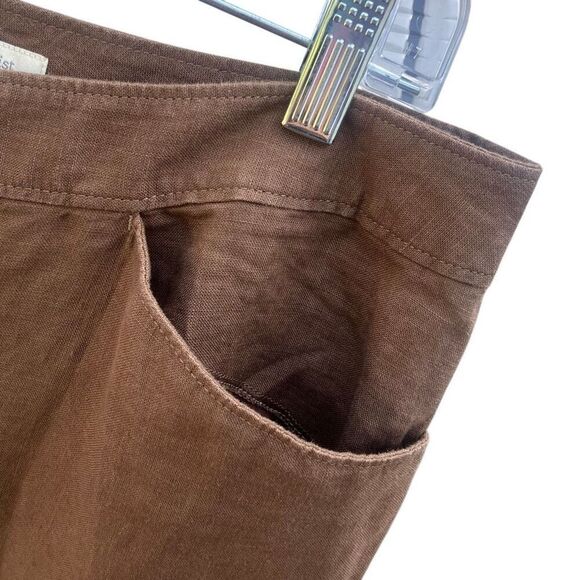 J. Jill 100% linen super wide leg high rise brown Lagenlook 628 - Picture 2 of 7